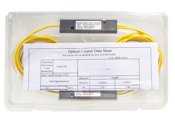 коробка LC/UPC ABS коэффициента окна 50/50 WDM 1310/1550nm муфты 1x2 FBT оптически двойная