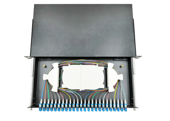 1U 19&quot; LC UPC 48 вырезает сердцевина из типа ящика рамки пульта временных соединительных кабелей волокна шкафа ODF
