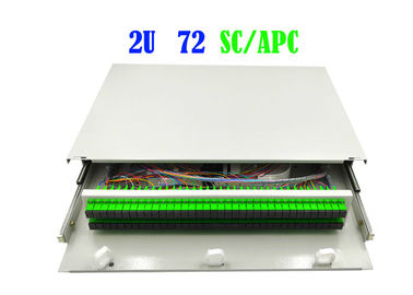 пульт временных соединительных кабелей волокна шкафа шкафа ядра 2U 72 привязывает прекращение тип тяги руки 482mm x 240mm